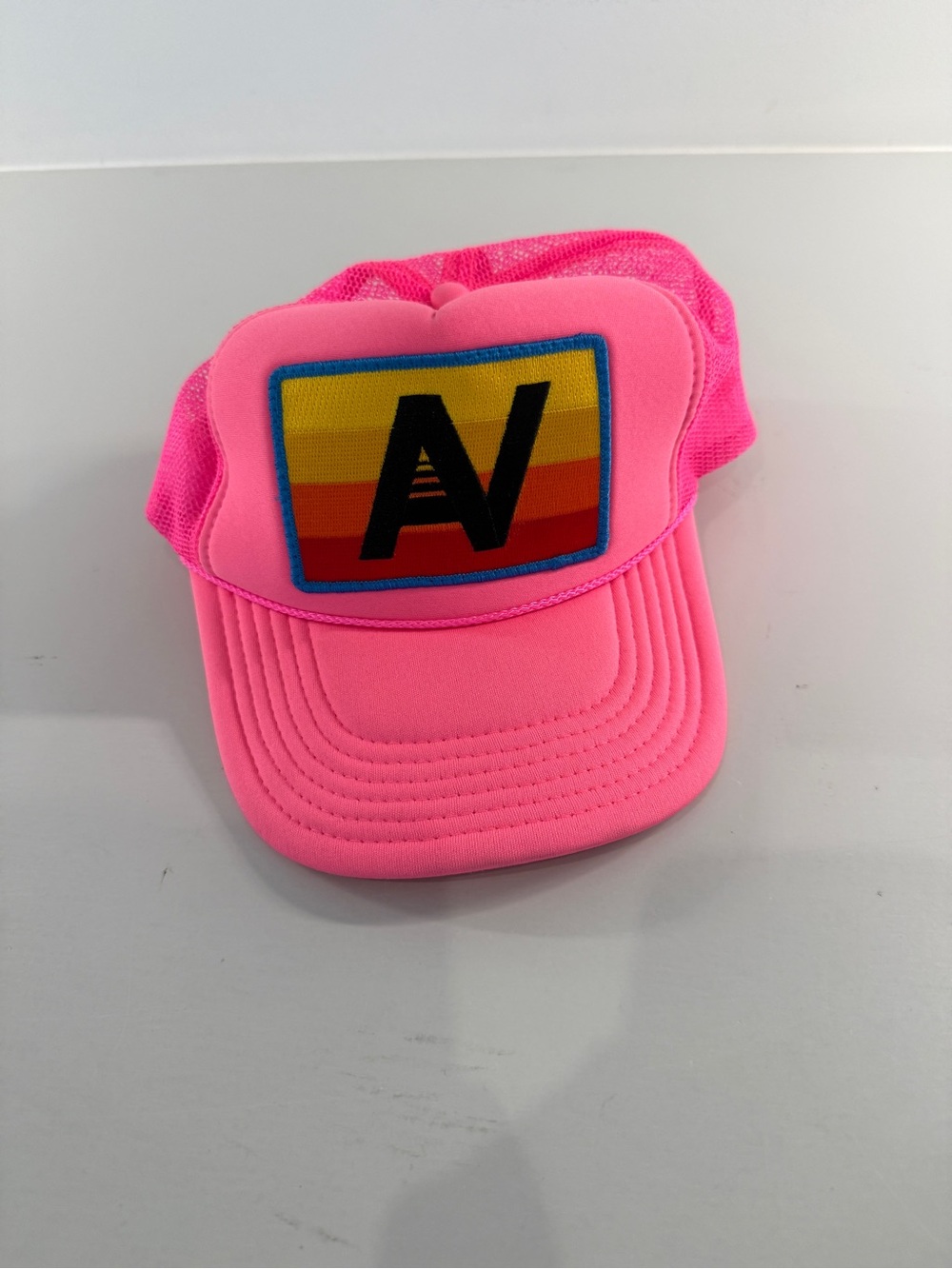 Aviator Nation Neon Pink Foam Trucker Hat with Sunset Patch